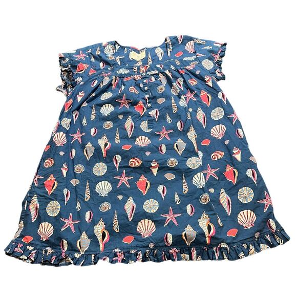 Print Fresh Womens Shoreline Dress Pintuck Beachcomber XL Blue Ruffle Hem - Picture 2 of 10